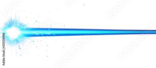 Stylized blue laser beam with glowing light effect isolate on transparent background, png, cutout 
