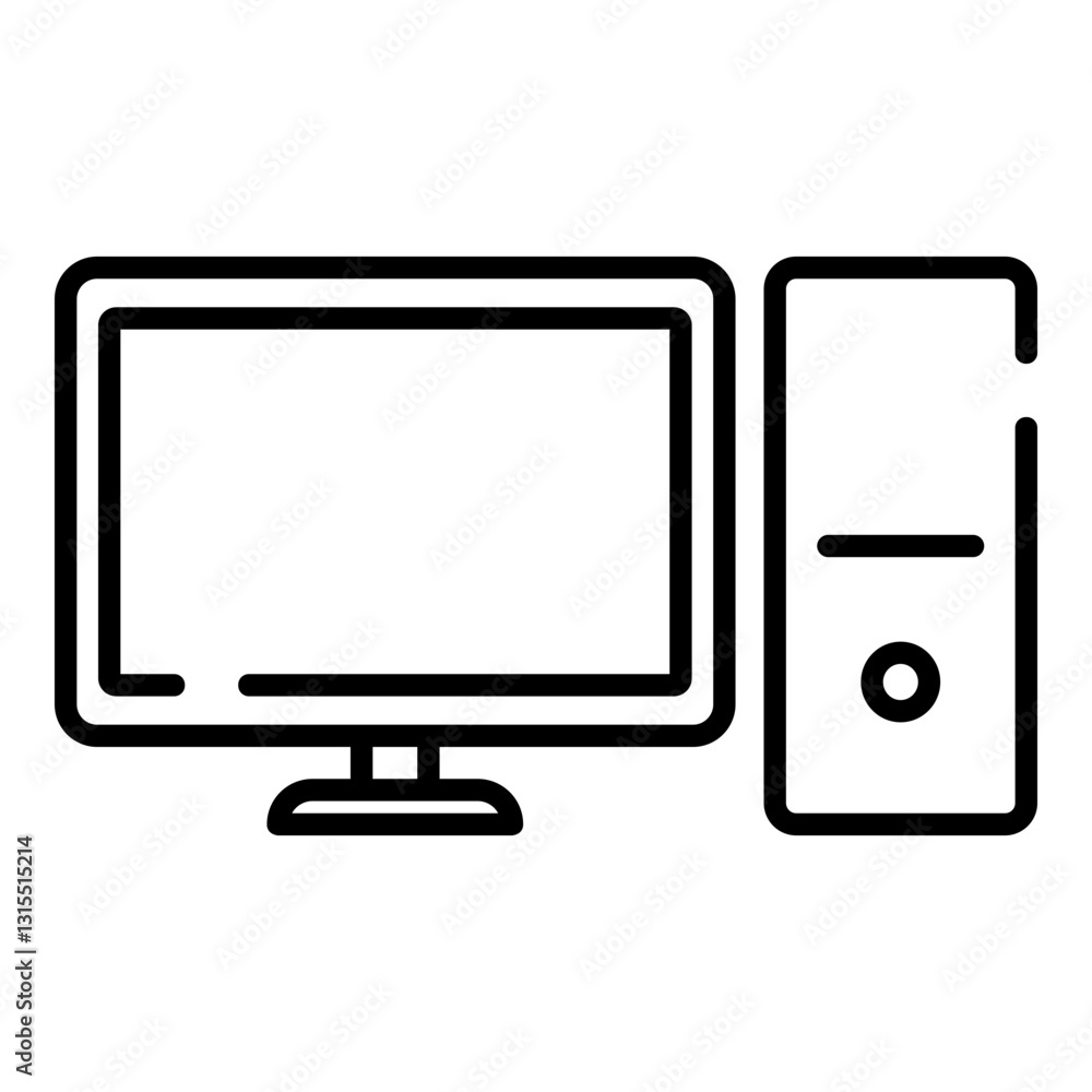 Desktop computer black line icon Desktop computer black line icon