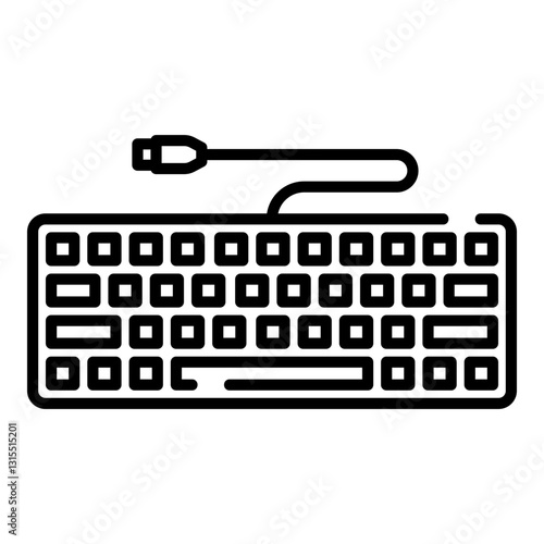 Computer keyboard black line icon