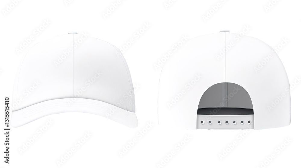 White Baseball Cap Mockup Front & Back Views White Baseball Cap Mockup Front & Back Views