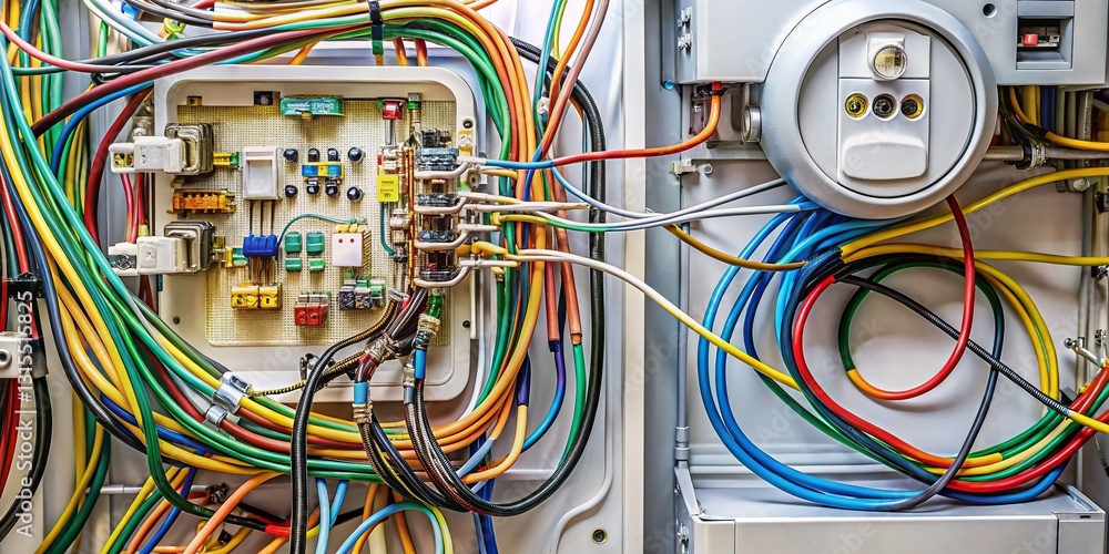 Macro Close-up of Refrigerator & Washing Machine Electrical Wiring Diagram Connections Macro Close-up of Refrigerator & Washing Machine Electrical Wiring Diagram Connections