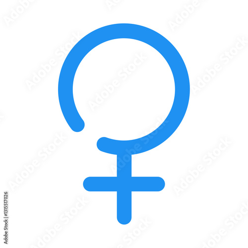 A Vibrant Blue Female Symbol Representing Empowerment And Equality, A Bold Graphic Design With A Clean Simple Style