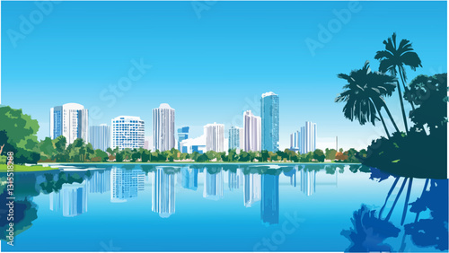 Vector Illustration of Orlando Florida's Urban Landscape .eps
