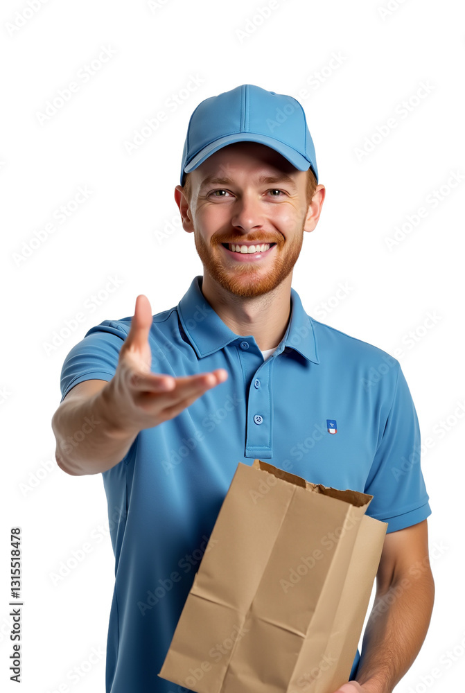 Homem Entregador de encomendas correios caixas delivery em casa de uniforme azul compras online sem fundo Homem Entregador de encomendas correios caixas delivery em casa de uniforme azul compras online sem fundo