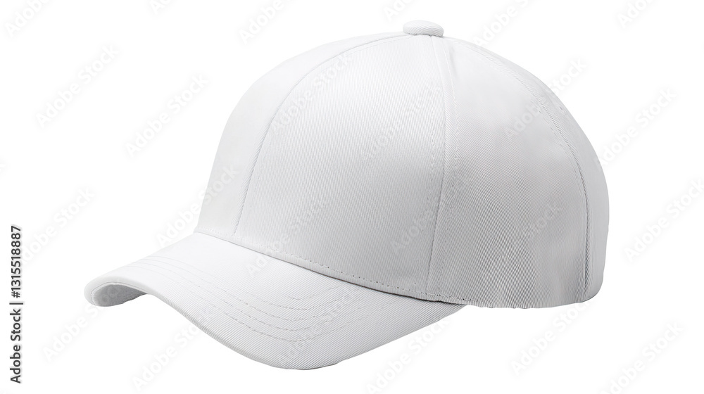 White baseball cap, studio shot, plain background, apparel mockup White baseball cap, studio shot, plain background, apparel mockup