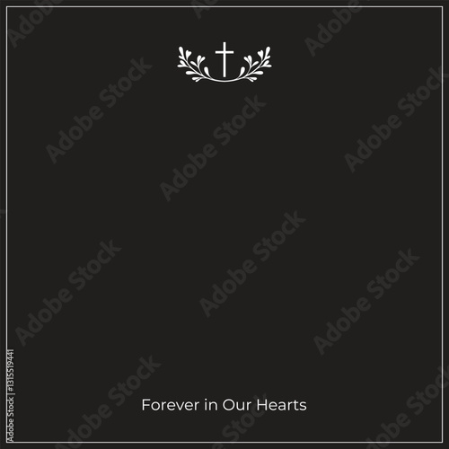 Forever in Our Hearts: Digital Funeral Announcement Illustration with Blank Area for white Text