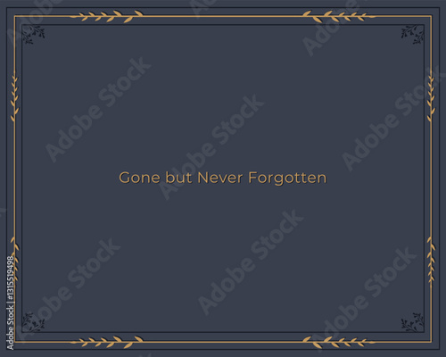 Memorial Service Invitation Illustration with Blank Area. gold color frame