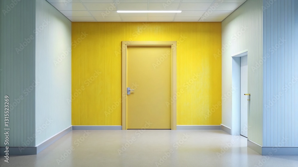 Minimalist Classroom Door, Clean Hallway, Modern School Interior, Back to School Stock Photo Minimalist Classroom Door, Clean Hallway, Modern School Interior, Back to School Stock Photo