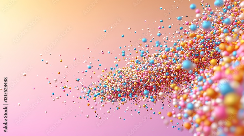 Fototapeta premium Colorful spheres swirl against a soft, pastel background
