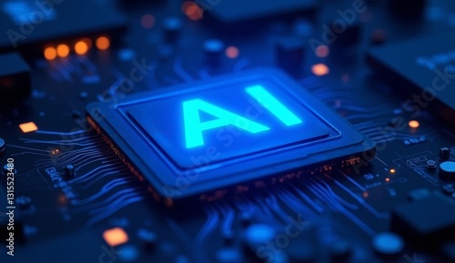3D illustration of glowing blue 