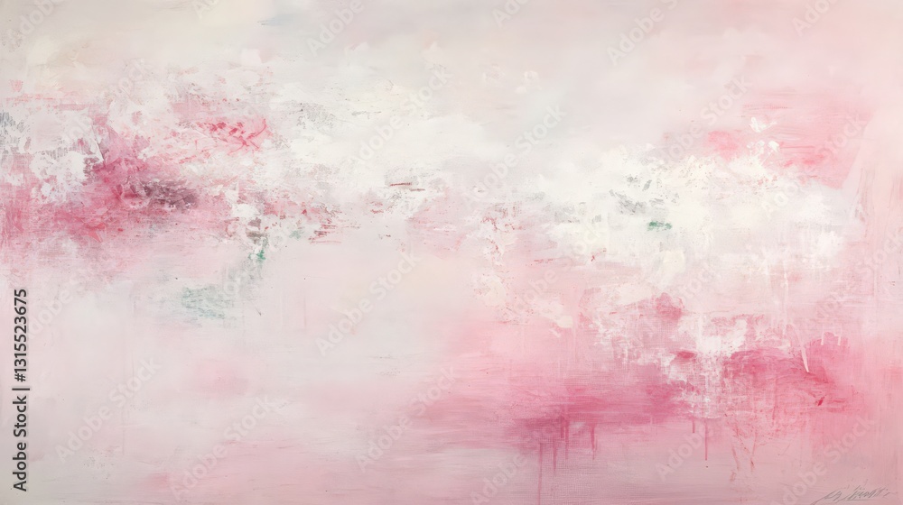 Obraz premium Abstract dreamy canvas art in gentle pink and white tones for serene elegance