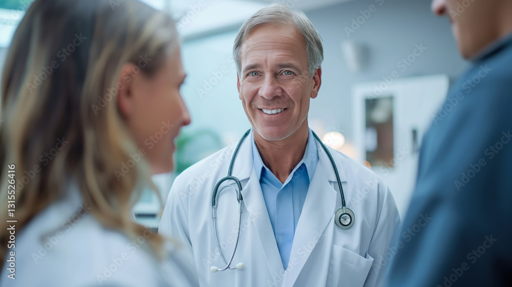 A doctor speaks with a patient in a clinic, creating a welcoming environment for medical consultation and care A doctor speaks with a patient in a clinic, creating a welcoming environment for medical consultation and care