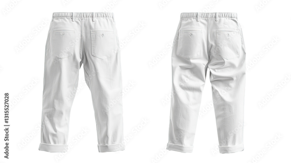 White pants, studio shot, back view, apparel catalog White pants, studio shot, back view, apparel catalog