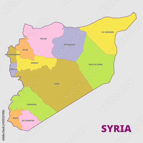 Isolated administrative divisions map of Syria