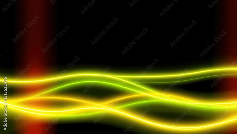 Obraz premium Neon wavy lines on dark background