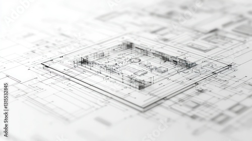 Wallpaper Mural 3D House Model on Blueprint, Design Concept Torontodigital.ca