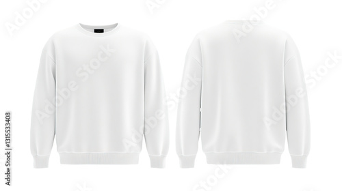 White Crewneck Sweatshirt Mockup, Front & Back 
