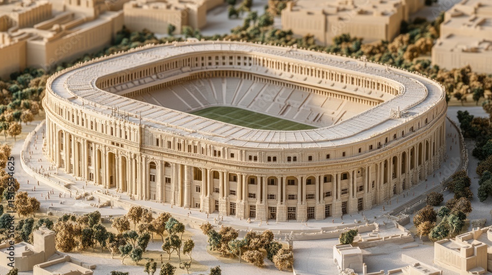 Obraz premium A historic sports arena with a classic architectural design, representing tradition.
