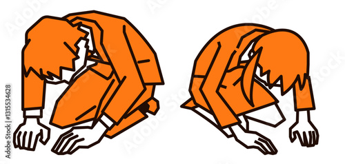 土下座をするビジネスマンたち