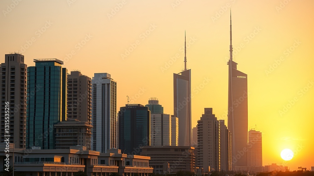 Fototapeta premium Majestic Kuwait City - Sunset Panorama