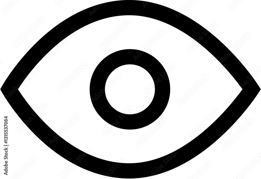 The Watchful Eye, A Bold Graphic Symbol Of Observation And Awareness, With Stark Black Lines On A White Background The Watchful Eye, A Bold Graphic Symbol Of Observation And Awareness, With Stark Black Lines On A White Background
