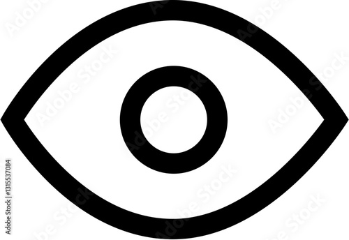 The Watchful Eye, A Bold Graphic Symbol Of Observation And Awareness, With Stark Black Lines On A White Background