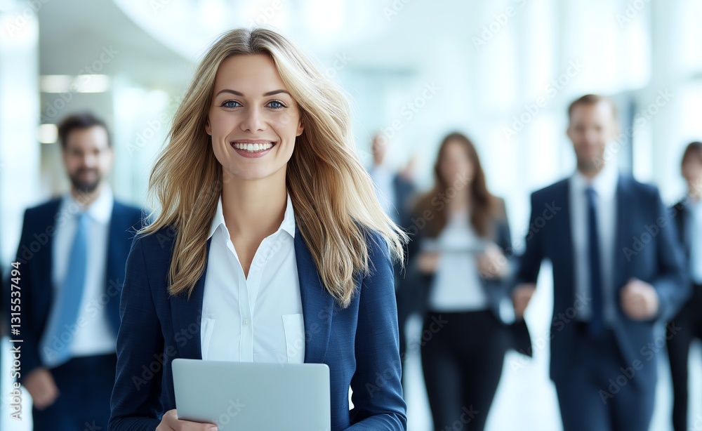 A confident businesswoman leading her team in a modern office environment, showcasing teamwork and professionalism, with coworkers engaged in dynamic discussions. A confident businesswoman leading her team in a modern office environment, showcasing teamwork and professionalism, with coworkers engaged in dynamic discussions.