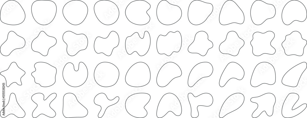 Black blob shapes, abstract organic forms, vector illustration. Modern blob shape design elements isolated on white background. Unique, artistic, creative, trendy, stylish Black blob shapes, abstract organic forms, vector illustration. Modern blob shape design elements isolated on white background. Unique, artistic, creative, trendy, stylish