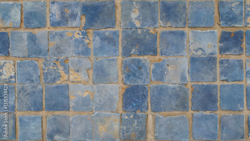 Wallpaper Mural Old, broken blue tile floor Torontodigital.ca