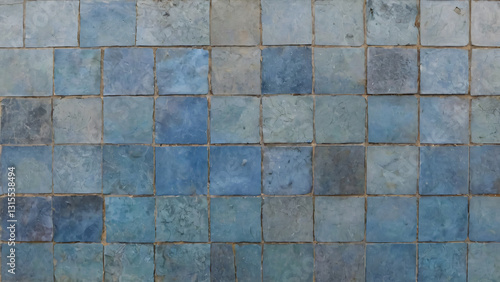 Wallpaper Mural Old, broken blue tile floor Torontodigital.ca