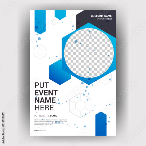 Blue Hexagon Event Poster Template