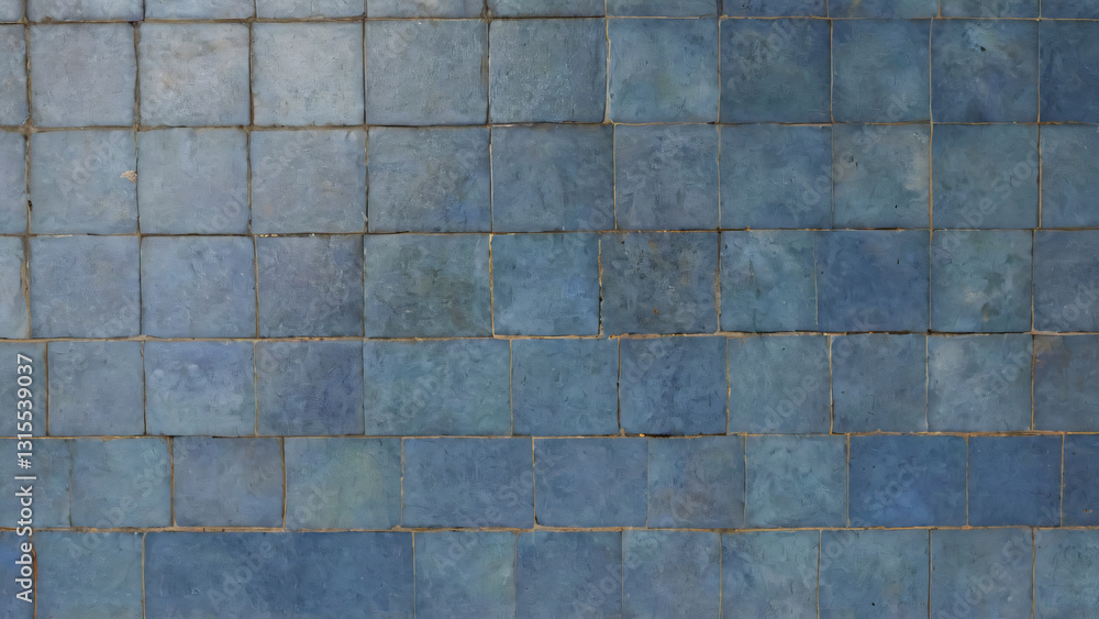 Old, broken blue tile floor Old, broken blue tile floor