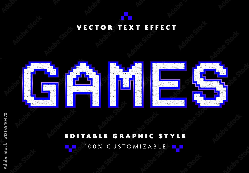 Blue White Pixelated Video Game Text Effect Stock Template | Adobe Stock