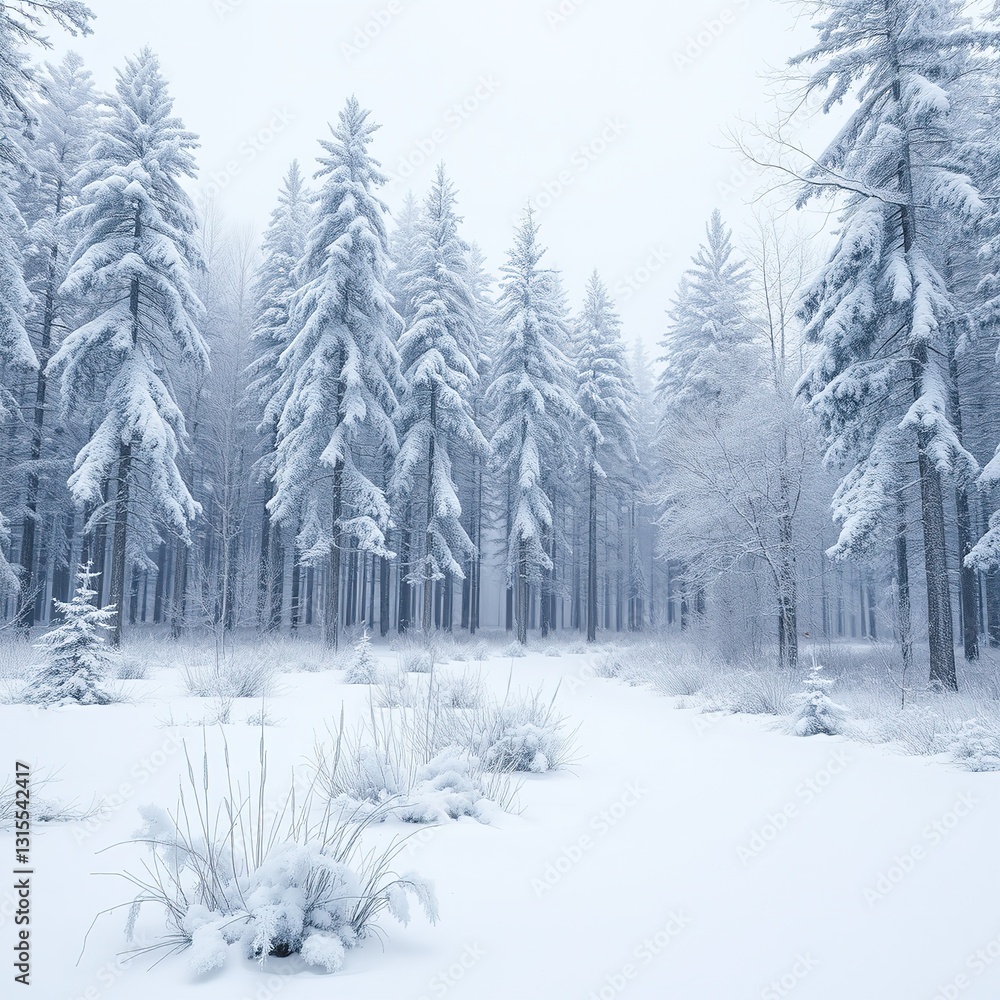 Fototapeta premium Snowy Northwoods Forest Landscape