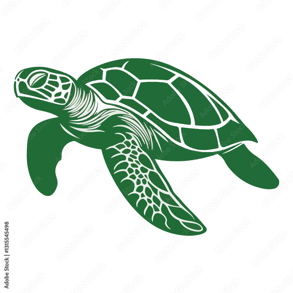Fototapeta premium Sea Turtle Simple Vector Log