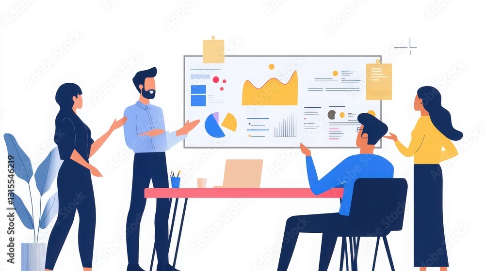 Innovative business review meeting with data visualization presentation Innovative business review meeting with data visualization presentation