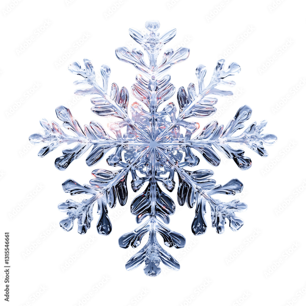 Fluffy 3D Cartoon Snowflake with Glowing Edges Isolated on Transparent Background Fluffy 3D Cartoon Snowflake with Glowing Edges Isolated on Transparent Background