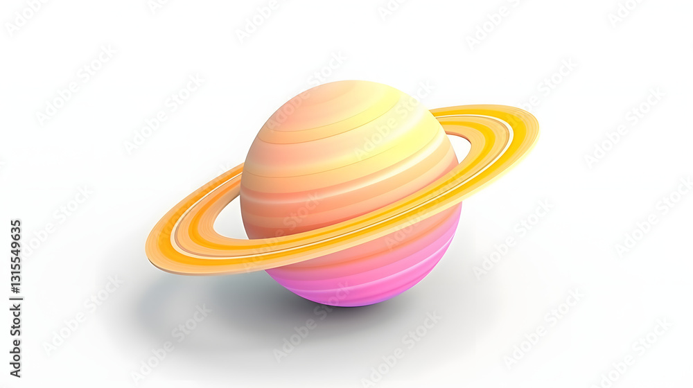 Planet Saturn colorful isometric 3D Planet Saturn colorful isometric 3D