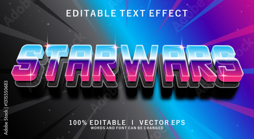 star wars 3d vector text effect with modern style design