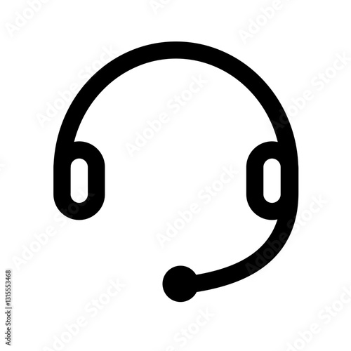 Connecting With Customers, Providing Support And Solutions, A Simple Headset Icon Symbolizing Helpful Service And Clear Communication In Bold Black Lines
