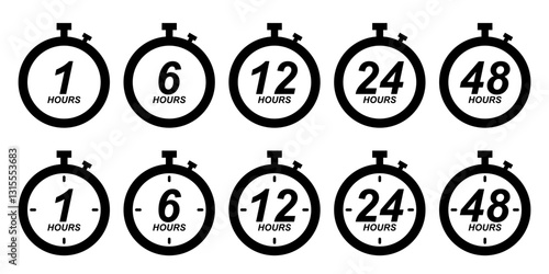 Timer Icon Set. Stopwatch Vector Icon in line style design. Stopwatch Symbol. Vector illustration.