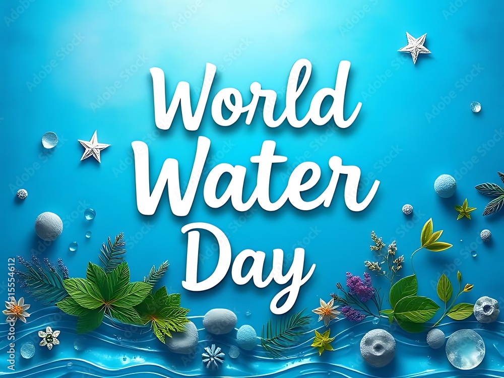 Naklejka premium A beautiful blue-themed World Water Day design with nature-inspired elements.