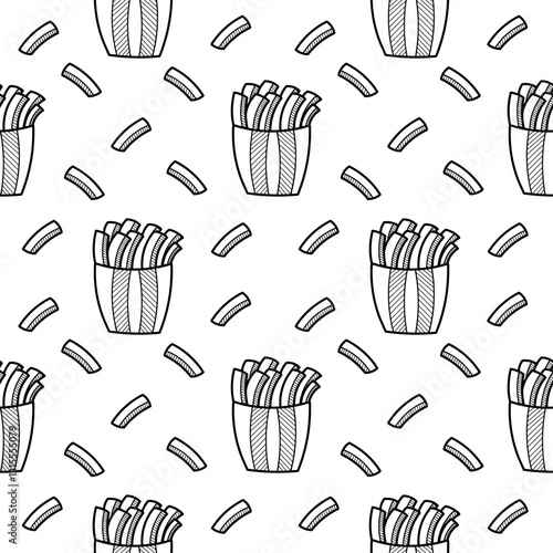 french fries seamless pattern hand drawn version