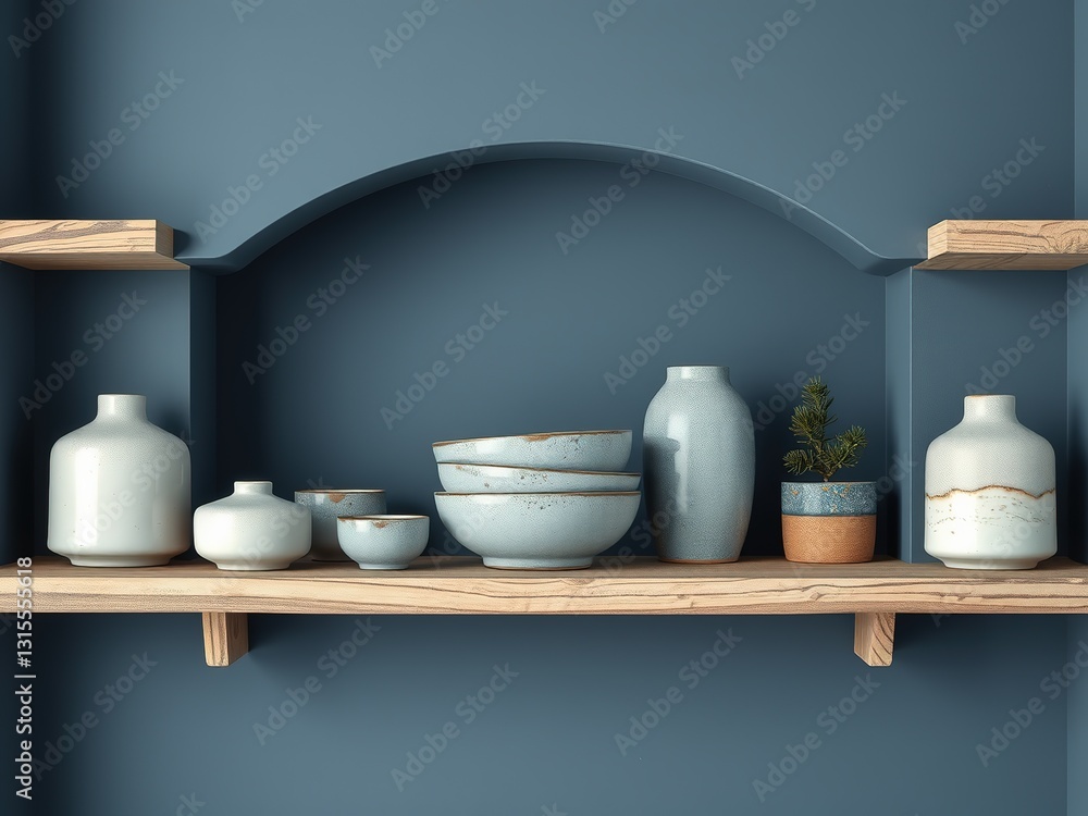 Stale Texture, Indigo Shelf, Silver Accents, Fir Wood Frame Stale Texture, Indigo Shelf, Silver Accents, Fir Wood Frame