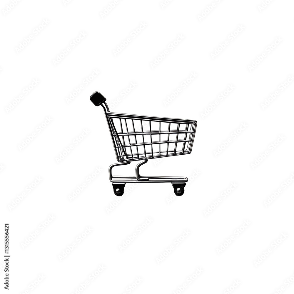 Isolated Metal Shopping Cart on Black Background for E-commerce Isolated Metal Shopping Cart on Black Background for E-commerce