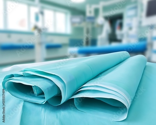 Sterile drapes rolled, hospital operating room
