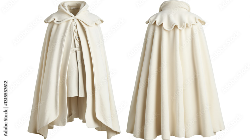 Cream wool cape, studio shot, fashion design, website use Cream wool cape, studio shot, fashion design, website use
