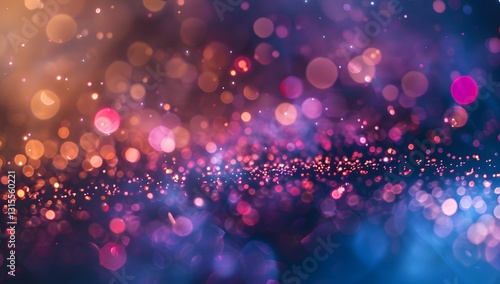 Abstract Bokeh Background with Glitter Lights - Festive Pink, Purple and Gold Backdrop