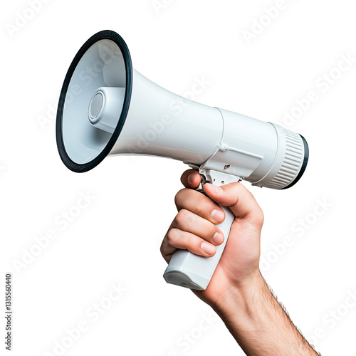 mano sosteniendo megáfono fondo transparente