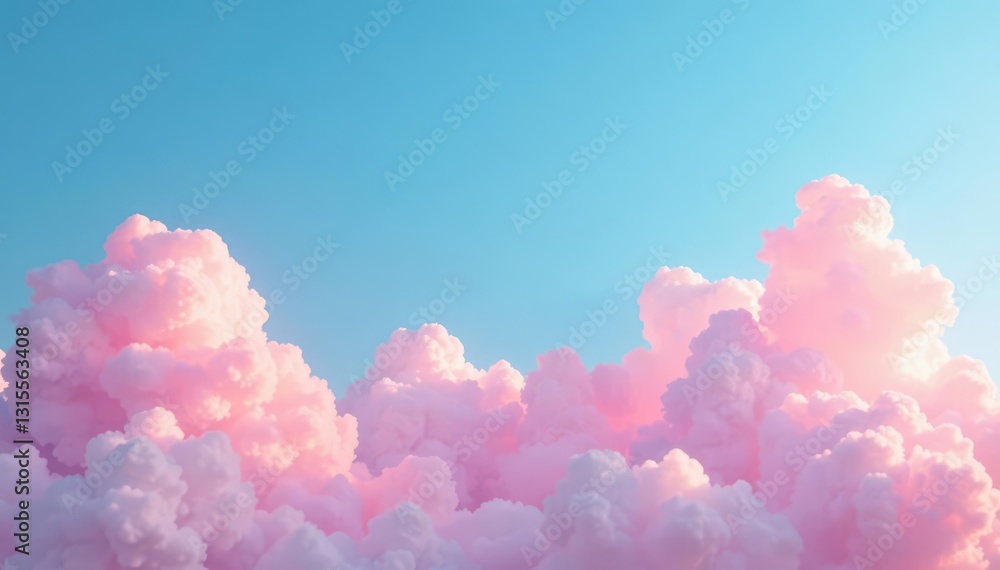 Pastel pink clouds blending seamlessly into a brilliant blue backdrop, subtle, clouds Pastel pink clouds blending seamlessly into a brilliant blue backdrop, subtle, clouds